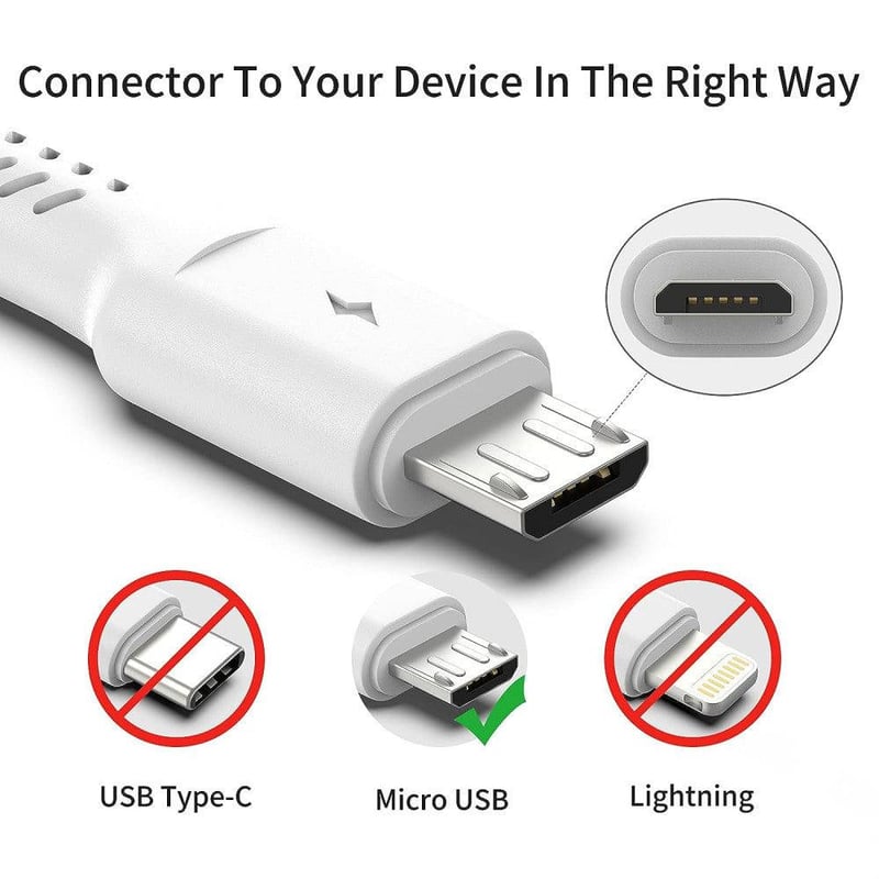 Fehér PEAKLIFT mikro USB töltőkábel szett, 5 darabos, 30 cm-es