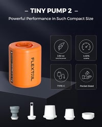 FLEXTAILGEAR Tiny Pump 2.0 - Hordozható USB-C Elektromos Légpumpa Matracokhoz, 4kPa 2