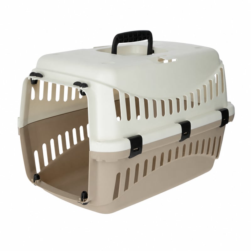 Kerbl Pet Expedion szállítóbox kutyának macskának 45x30x30 cm krém/taupe műanyag — ajtó nélküli szállítóbox (állapot: lásd a 2. képet)