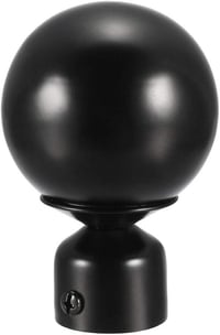 Gömb alakú fekete függönyrúdvég 28mm-es rúdhoz, 90x60mm 1