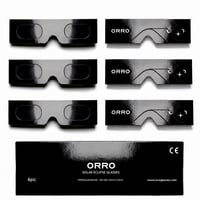 Ochelari pentru Eclipsă Solară ORRO 45 mm – Pachet de 6 bucăți, Negru, Se pot purta peste ochelarii de vedere, Certificare CE, EN ISO 12312-2:2015 1