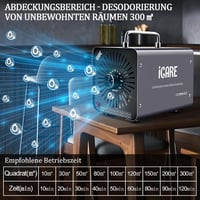 ICARE 30.000 mg/h Ózongenerátor 300 m² területre, 120 perces időzítővel - Szagtalanító készülék autóhoz, dohányfüsthöz, háziállat és konyhai 3