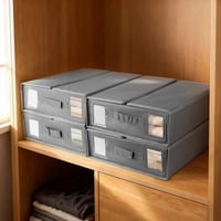 JAECU Ágy Alatti Tároló Doboz 2 db Összecsukható Oxford Szövet Ágynemű Rendszerező Átlátszó Ablakkal Paplanhoz Párnához Takaróhoz Szürke 6
