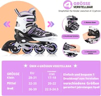 Detské kolieskové korčule 2PM SPORTS Cytia s ružovými/fialovými LED diódami, nastaviteľné in-line korčule pre začiatočníkov, dievčatá a dámy 3
