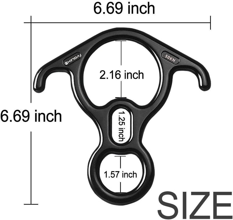 2win2buy Alumínium Ereszkedő Eszköz 50KN - Hegymászó Nyolcas Biztosító Karabiner Ívelt Füllel - UIAA Tanúsítvánnyal