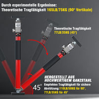 Bară de tensionare reglabilă 3-H 75-133 cm, bară de susținere telescopică de până la 50 kg, bară de tensionare din oțel, roșie 8