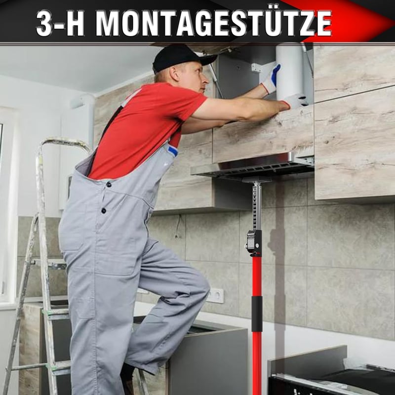 Bară de tensionare reglabilă 3-H 75-133 cm, bară de susținere telescopică de până la 50 kg, bară de tensionare din oțel, roșie