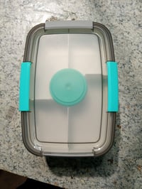 MUJUZE Ebédhordó 2000 ml, 2 szintes rekeszes uzsonnásdoboz evőeszközzel, BPA-mentes, kék — használt, fedél egyik (állapot: lásd a 2. képet) 5