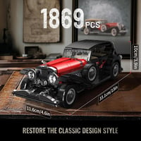 Mould King 10114 Klasszikus Sportautó Építőkészlet - 1308 db-os Kreatív Modell Gyűjtőknek, Piros Vintage Autó, 14+ Éves Gyerekeknek és Felnő 3
