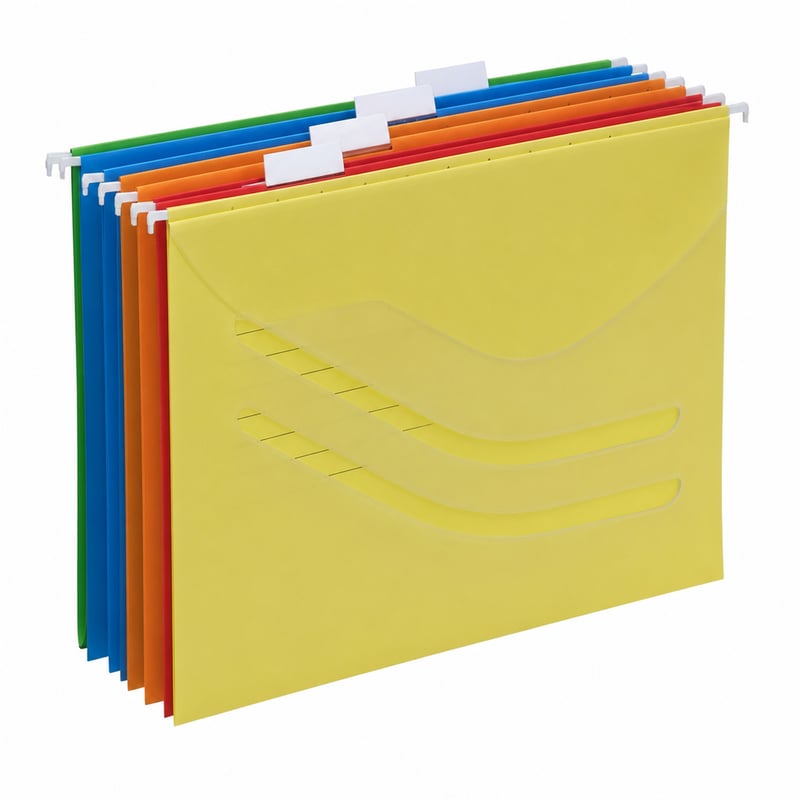 Dosar suspendabil A4 Djois Silky Touch Euroflex, alb transparent, suport documente pentru birou, 2658026000 – din set — ca nou (stare: vezi a 2-a poză)