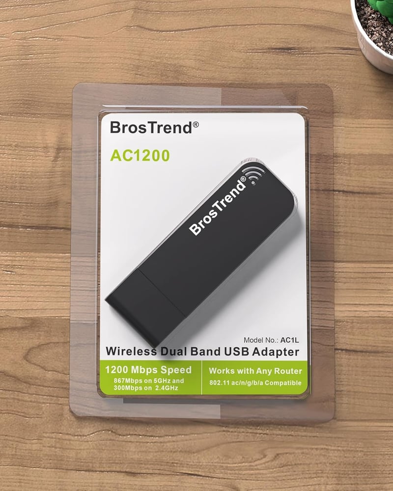 BrosTrend AC1200 USB WiFi adapter Linux rendszerekhez és Windows 11-hez, 5GHz/2.4GHz