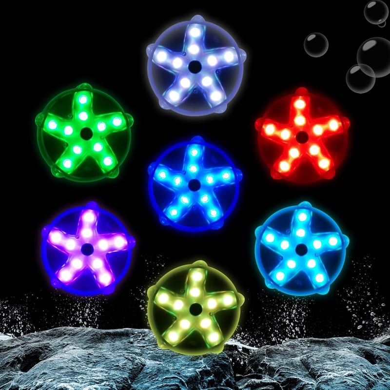 DeeprBlu Lebegő Víz Alatti LED Világítás - Színváltó Csillag Alakú Medence Lámpa, IP68 Vízálló, 10 LED, Mágneses, Jakuzzi, Fürdő és Akvárium