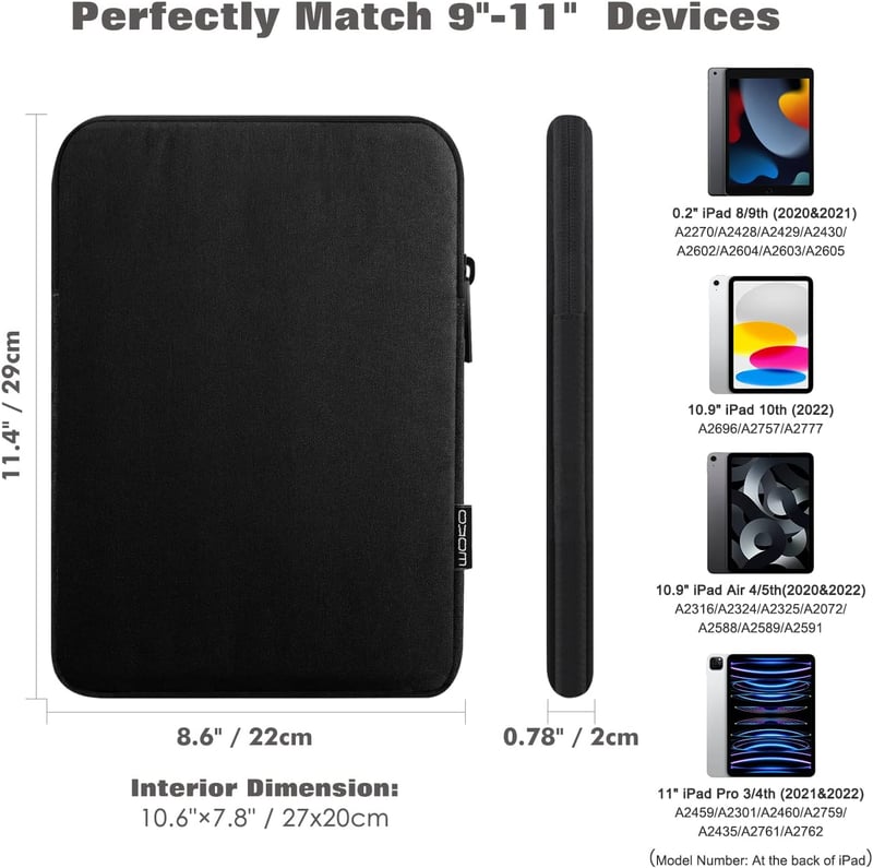 MoKo univerzális tablet tok 9-11" iPad, Galaxy Tab és Surface készülékekhez - Fekete