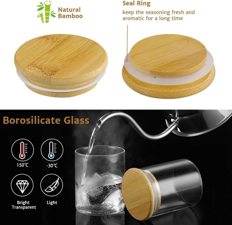 Glastal 15 részes fűszertartó szett bambusz tetővel, 180ml-es üvegekkel és címkékkel