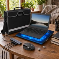Tanulólaptop-csomag: Micro USB töltő + vízálló táska + vezeték nélküli egér + 4 portos hub + hűtőpad 1
