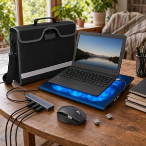 Laptop paket za studente: 1x punjač + 1x torba + 1x miš + 1x hub + 1x hladnjak
