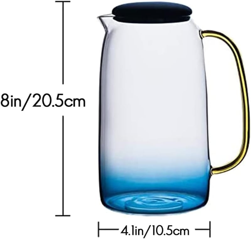 Hőálló üveg kancsó fedéllel - Limonádé, tea, víz tárolására