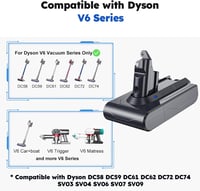 Dyson V8 porszívó 6000mAh-s kompatibilis akkumulátor - Absolute, Animal, Fluffy modellekhez 3