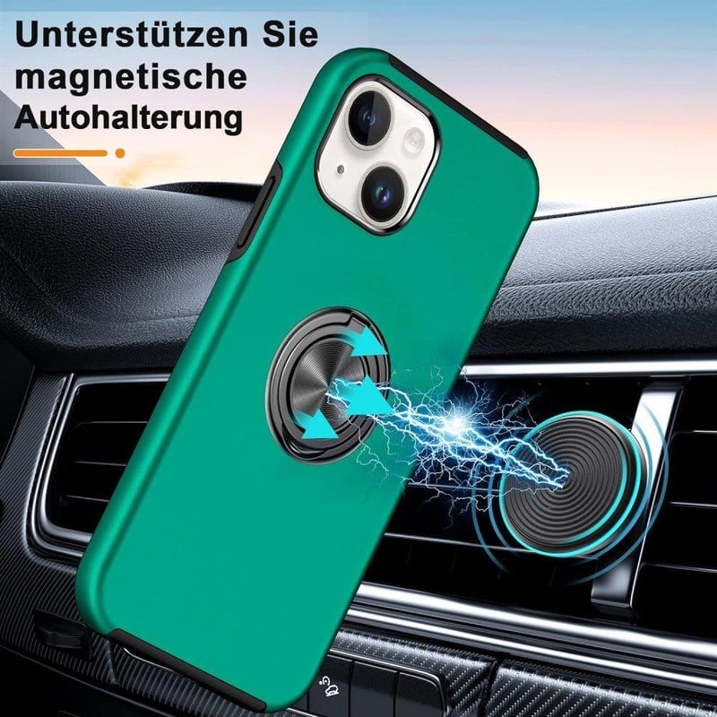 Huawei gyűrűs iPhone 14 tok beépített állvánnyal - zöld