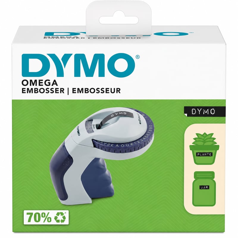 DYMO Omega ručni uređaj za utiskivanje etiketa sa sustavom okretanja i klika, ergonomski dizajn, za kućnu upotrebu — bez trake (stanje: vidi 2. sliku)