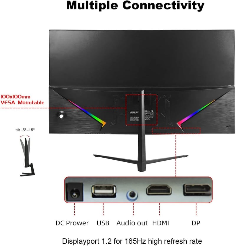 Prechen 27" QHD Ívelt Gamer Monitor - 240Hz, 1ms, 2560x1440, IPS, HDR400, AdaptiveSync, Beépített Hangszórók, VESA, DisplayPort, HDMI