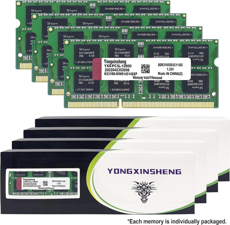 Crucial 32GB DDR3L Laptop RAM Kit (4x8GB) 1600MHz SODIMM Memória Bővítés