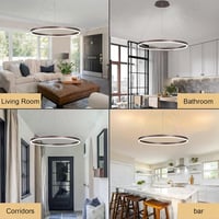 YYUTLUO Modern Kör LED Csillár - Barna Arany, 60 cm, 29W, Távirányítós Fényerőszabályzás, Alumínium-Akril, Nappali Mennyezeti Lámpa 2
