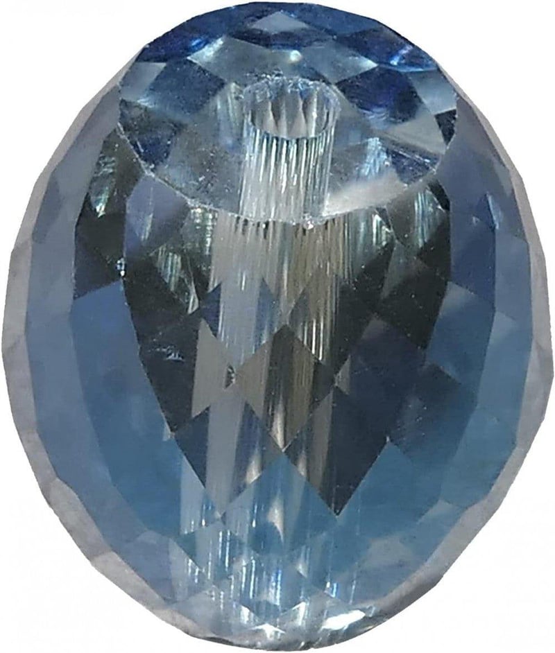 Kék facettált üveggyöngy szett (5db) - 12x13mm ellipszis, varráshoz, ékszerkészítéshez
