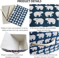 Cutie de depozitare pliabilă Fcalvy cu capac - Cutie de jucării cu model Urs Polar pentru copii, pentru haine - Material bumbac, 38x25x25 cm 5