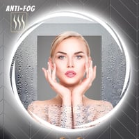 YOSHOOT 60 cm Kerek Fürdőszobai Tükör LED Világítással, Páramentesítő Funkcióval, Érintőgombos, Fényerőszabályozható, 3 Színhőmérséklet, IP4 2