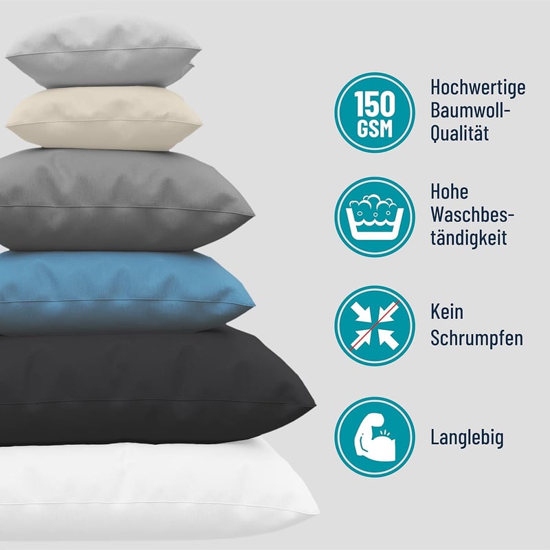 Dreamzie Párnahuzat Szett, 30 x 50 cm, 2 db Fekete Jersey Pamut, 150 g/m², Hipoallergén, Tartós, Géppel Mosható