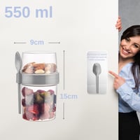IDOBY 4 db-os Joghurtos-Müzlis Úti Pohár Szett Kanállal, 550ml, BPA-mentes 6