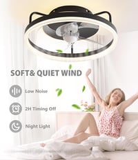 Baerolc 40 cm-es Mennyezeti Ventilátor LED Világítással - Szabályozható Fényerő, 6 Sebességfokozat, Fekete Dizájn Hálószobába, Konyhába, Étk 6