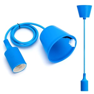 Aigostar E27 Grlo za Viseću Svjetiljku - Podesiva Visina Stropne Lampe s Kabelom od 1m - Plava Plastična Dekorativna Rasvjeta za Dječju Sobu, DIY Lampa
