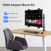 Suptek Univerzális VESA Adapter Monitortartóhoz - 13-27" Képernyőkhöz, 75x75/100x100mm, 8kg Teherbírás, Fekete Acél Keret 3