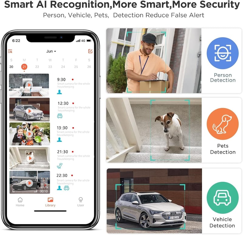 G-Homa Kültéri WiFi Biztonsági Kamera Napelemes Töltéssel - Vezeték Nélküli, 1440p Felbontás, Mozgásérzékelő, Kétirányú Hang, IP65 Vízálló, 