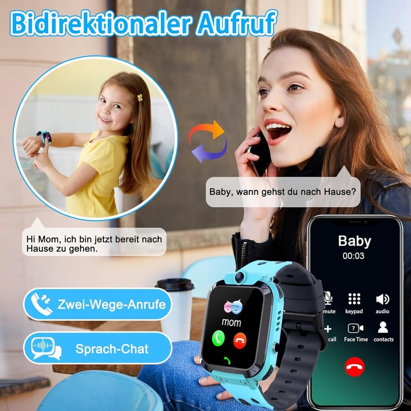 Clleylise GPS-es gyerek okosóra telefonnal, rózsaszín - Kültéri gyerekóra