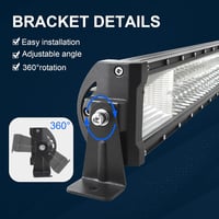 RIGIDON Háromszoros LED Fénysáv 405W 80cm - Terepjáró Világítás Autókhoz, SUV, ATV, UTV, Teherautó, 6000K Fehér Fény, 12V Kábelkészlettel 5