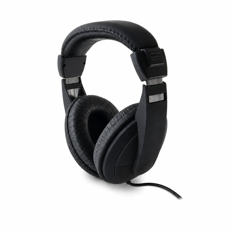 Metronic 480143 žičane slušalice za TV, crne, kabel od 6 m, 3,5 mm priključak, lagane i podesive (stanje: vidi 2. sliku)