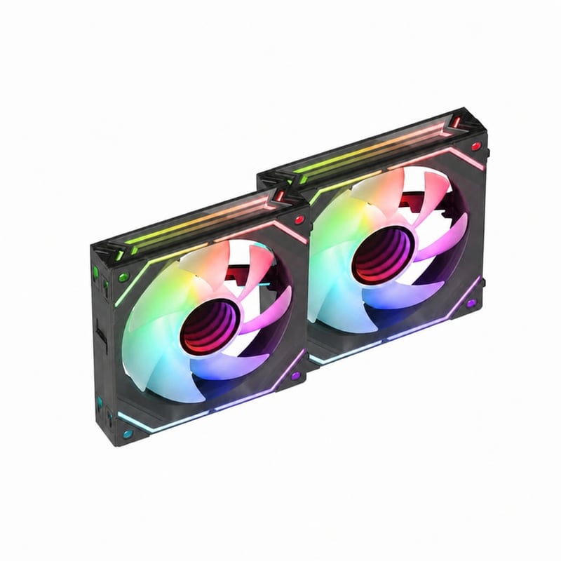 Mars Gaming MFLINKFINITYKIT Fekete 120 mm PWM Moduláris Ventilátor LINKFINITY Csatlakozórendszer Infinity Mirror ARGB 360° — 2 db-os szett