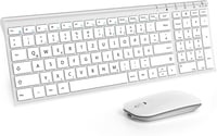 seenda Vezeték Nélküli Billentyűzet-Egér Szett - Újratölthető, Ultravékony Fém Billentyűzet QWERTZ Kiosztással PC/Laptop/Smart TV-hez, Fehér 1