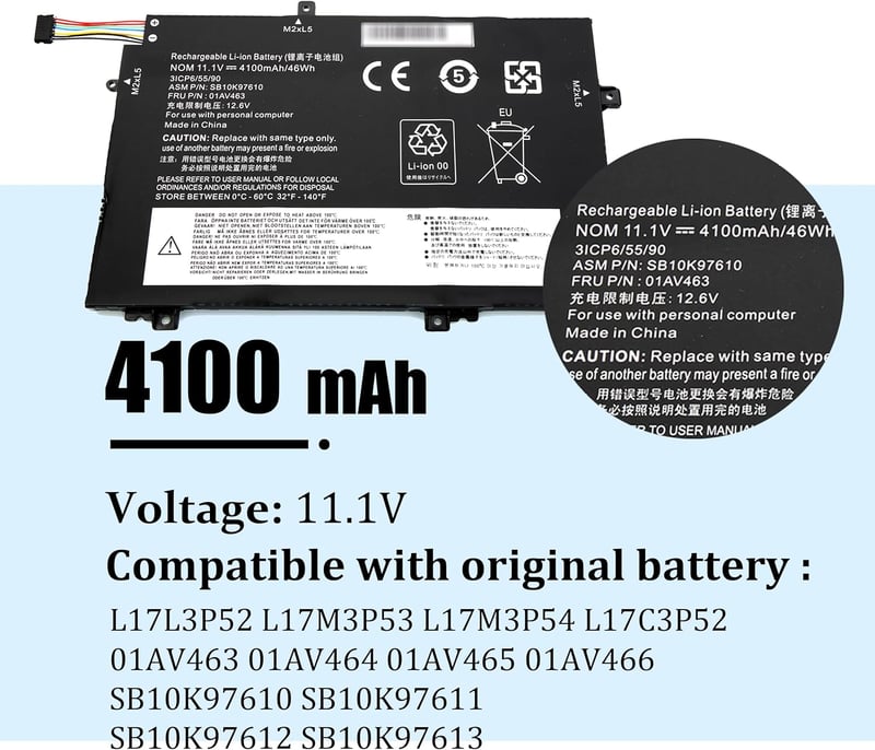 Lenovo ThinkPad L-sorozat akkumulátor - BLESYS 01AV463 kompatibilis L480/L580/L490/L590/L14/L15
