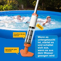 PoolyPoly Vezeték Nélküli Medenceporszívó, 3 az 1-ben Kézi Medencetisztító, 90 Perces Üzemidő, Teleszkópos Rúddal, Kisméretű Medencékhez 4