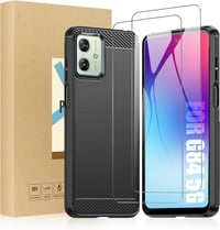 Motorola G84 védőtok és edzett üveg fólia szett - 9H keménység, karbon mintás, fekete 1