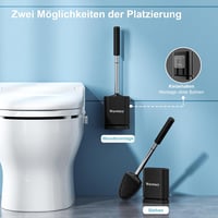 Waretary Szilikon WC-kefe Rozsdamentes Acél Tartóval - Rugalmas Fejjel, Fali és Álló Kivitel, Gyorsan Száradó, 360° Mély Tisztítás Fürdőszob 6