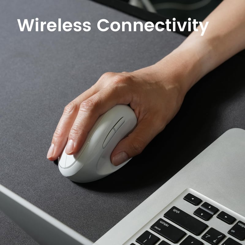 Perixx PERIMICE-719 Ergonomikus Egér - Vertikális Kialakítás Kisebb Kézhez - Állítható DPI - 6 Gombos Optikai Vezeték Nélküli Fehér Egér Iro