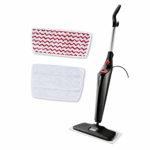 Vileda Steam Plus XXL parni čistač s PowerPad nastavkom, crni, spremnik od 0,4 litre, 121,5 cm, nepotpun — nedostaju 3 krpe (stanje: vidi drugu sliku)