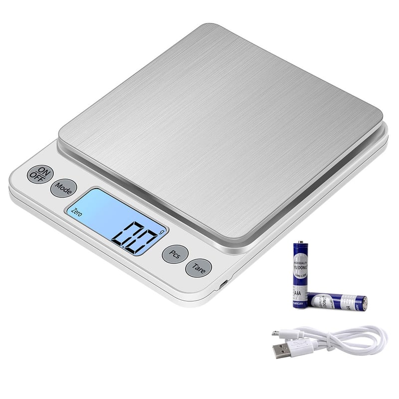 KUBEI 5kg-os USB-s digitális konyhai mérleg, 0,1g pontosság, rozsdamentes acél