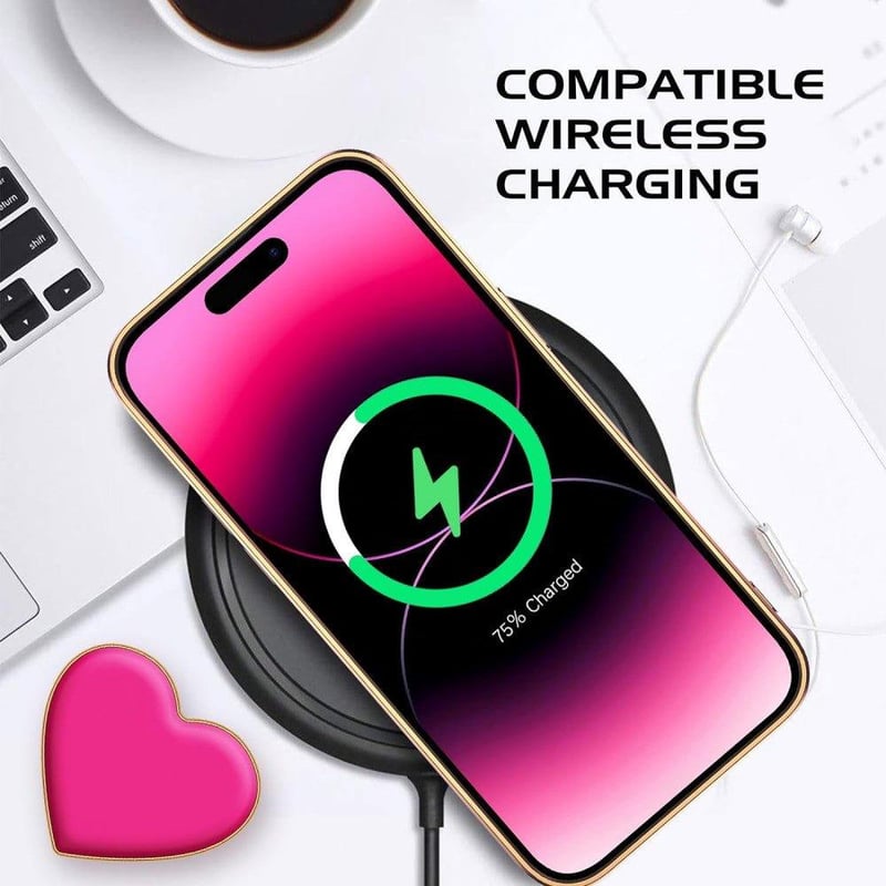 Apple iPhone 14 Pro Max Rózsaszín Szilikon Tok Szív Alakú Állvánnyal