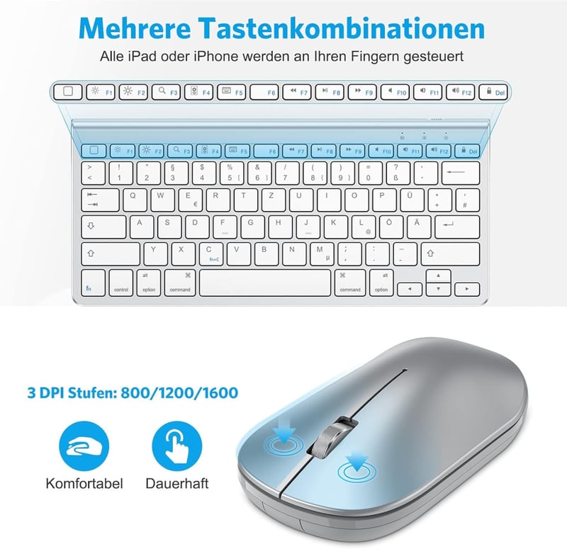 OMOTON Bluetooth Billentyűzet Mac-hez, Olasz Kiosztás, Numerikus Billentyűzet, MacBook Air/Pro/iMac Kompatibilis, Fehér